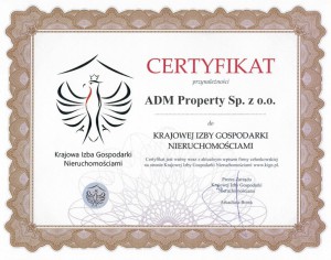 Certyfikat przynależności do Krajowej Izby Gospodarki Nieruchomościami